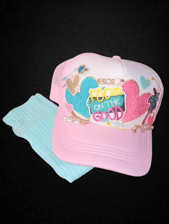 Accessories - Colorful Embellished Cap with Heart Design